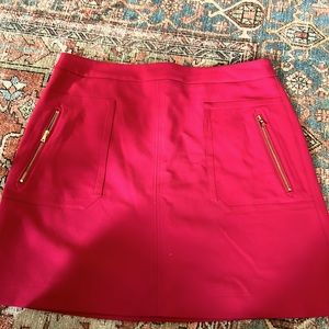 LOFT Women's red A Line skirt with two gold-tone zippers in front Size 12